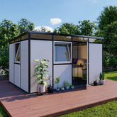 Abri de jardin modulaire isolé 4x3m profils noirs - plancher inclus - Everbox Ma boutique